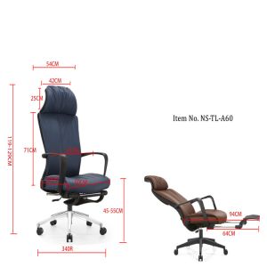 129cm Leather Reclining Desk Classic Executive Chair 170 Degree Ergonomics