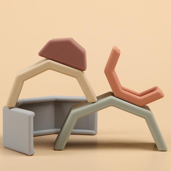 TOREEL 2021 new arrival silicone stack up cup toys for baby self play and brain development