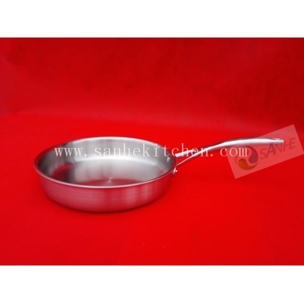 Frying pan,Stainless steel pan,thickness 2.5mm with cast iron handle