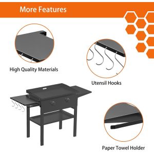 Foldable Griddle Side Shelf for Blackstone 28" Griddle, Griddle Accessories for