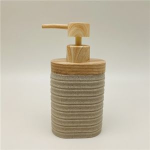 Ribbed circles line polyresin bathroom sets wood base bathroom countertop