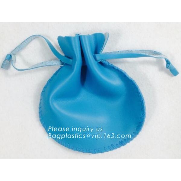 Custom Printed PU Leather Waterproof Drawstring Bag, Cheap Black PU Leather