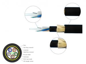 China Black Sheath 4 Core All Dielectric Self Supporting Loose Tube Fiber Optic Cable Span 200m 300m 400m on sale