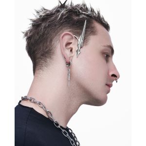 Small Stylish Waterproof Earrings Saber Silver Ear Cuff