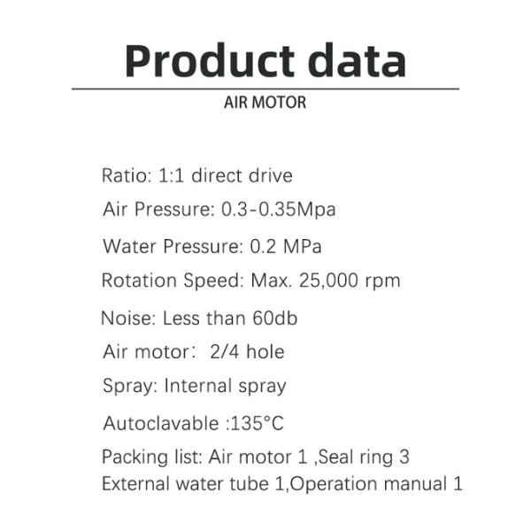 Air Turbine Internal Spray Air Motor Dental Handpiece Micromotor 4000rpm