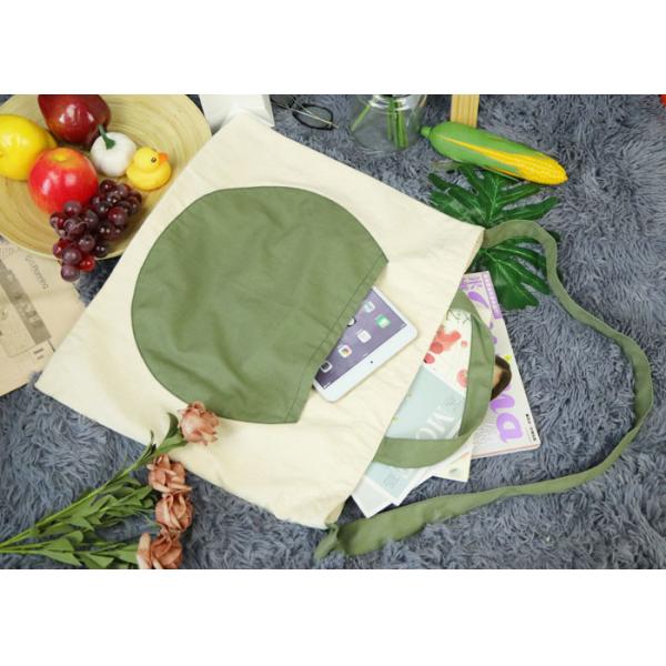 Buy 45*36cm Canvas Large Tote Bag With Outer Pocket And Adjustable Strap at wholesale prices