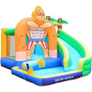 Doctor Dolphin Inflatable Water Slide For Toddler Water Bounce House With Splash Pool