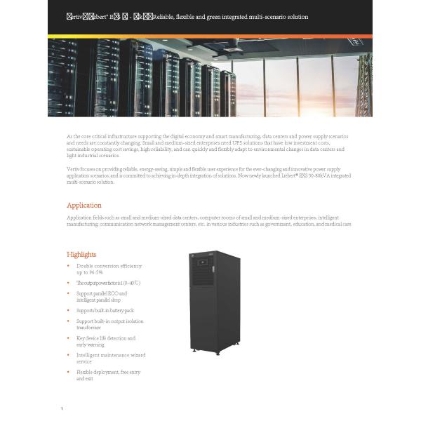 Flexible Vertiv Liebert EXS Series Integrated UPS for 30KVA 40KVA 60KVA DC Backup Power