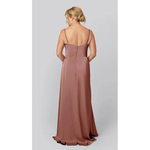 Perfect V-neckline Plus Size Spaghetti Straps Ruffles Split Slit Wine Satin Mother Of The Bride Dress