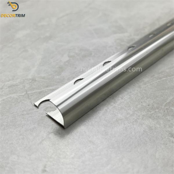 Metal Aluminum Tile Trim Tile Edging Brilliant Silver 10.6mm*2.5m