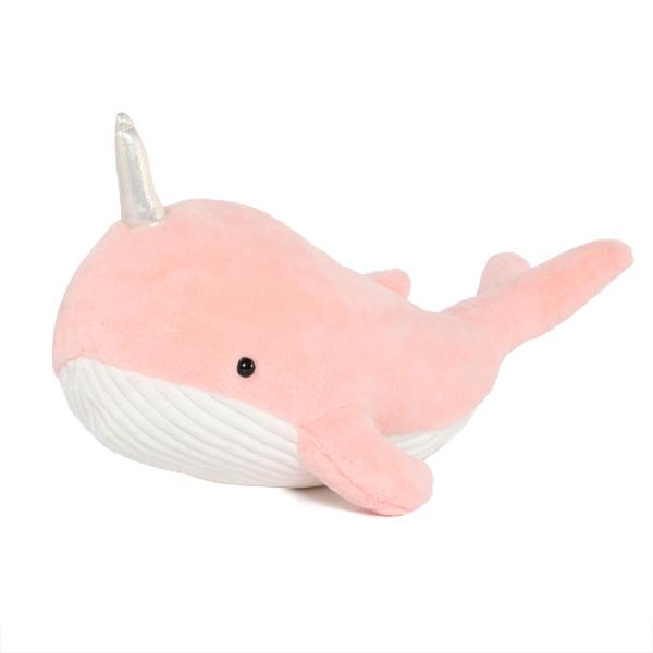 MorisMos 24 Inch Soft Pink Plush Whale Narwhal Ultra-Soft Stuffed Cotton Funny Hugging Pillow Decor Girls Kids Party Accessory