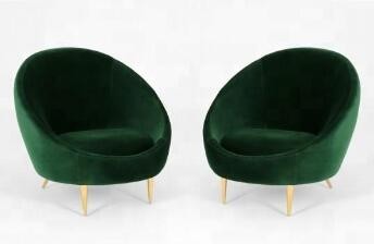 Buy 2018 new style velvet fabric stainless steel legs single chair,green fabric upholsteryliving room single sofa at wholesale prices