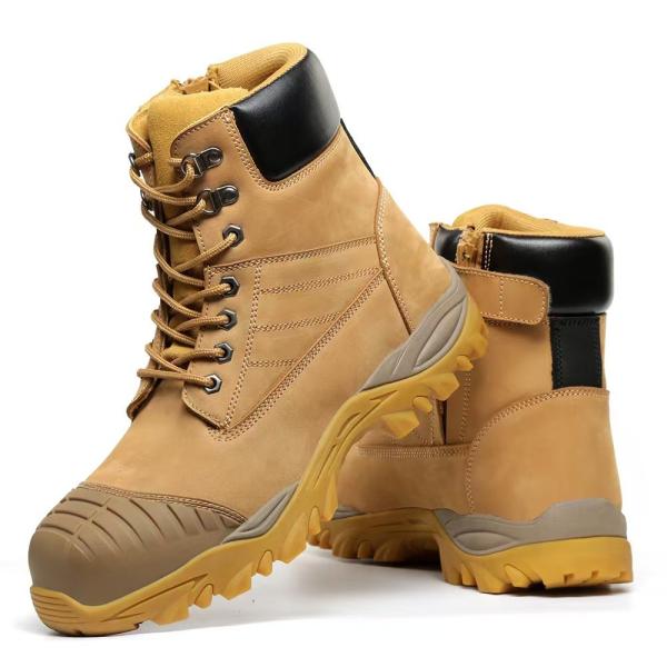 Custom Steel Toe Boots High Top Martin Work Boots Brown For Men