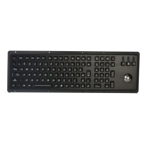 Black Stainless Steel Metal Industrial Keyboard With Trackball Backlight