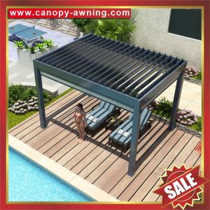 outdoor Aluminum alu Motorized Opening louver shutter Roof Pergola gazebo