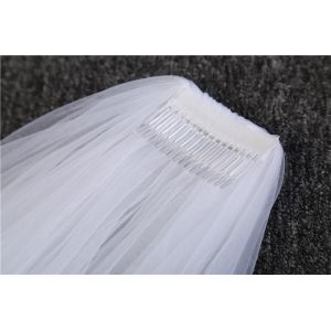 Unique Customized 3.5m*3m Wholesale Long Cathedral Appliqued Lace Two Layers