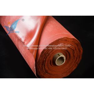 0.8mm Red Single Side Silicone Coated Fiberglass Fabric