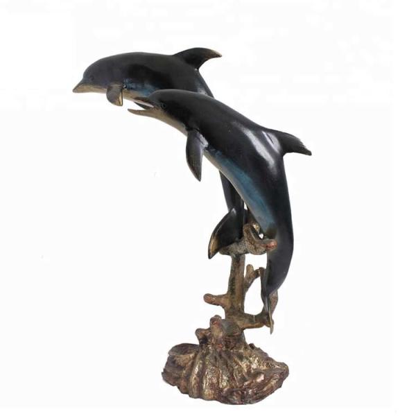 Buy 20cm Cast Iron Abstract Metal Dolphin Statue Home Decor SGS Certified at wholesale prices