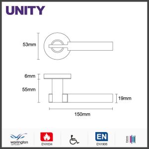 EN1634 Fire Door handle Grade 3 Stainless Steel Door Handle For Interior and
