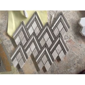Chinese Wood Light Grain And Athens Gray Marble Grey Floor Mosaic Tile Athens