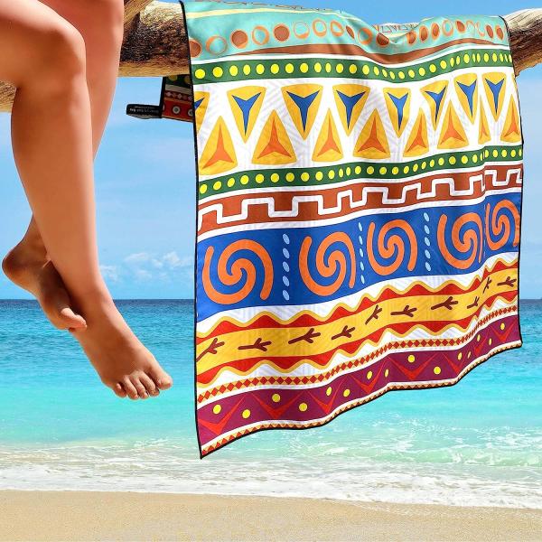Large Sand Free Quick Dry Lightweight Water Absorbent Towel Beach With Zip Pocket Converted Into A Bag