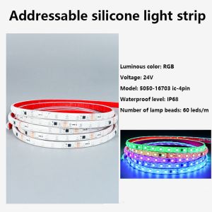 60leds/M Dc24v Addressable Rgb Color Changing Led Strip With Flexible Pcb Board