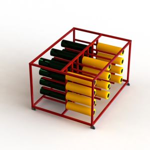 Vinyl Rolling Metal Table Stand With Double Sides Knocked Down