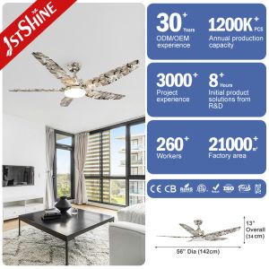 56 Inch Ceiling Fan with Dimmable LED Lighting and 5 ABS Plastic Blades