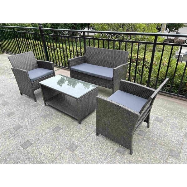 Weather-Resistance 4pcs Outdoor Rattan Sofa Set/ Wicker Garden Furniture Coffee Table and Rattan Chairs for Pool