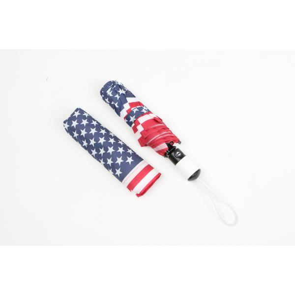 21 inch 3 fold auto open close umbrella with star printing and leather wrapped handle