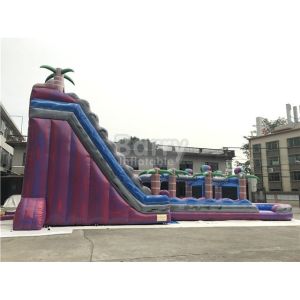 Purple Tropical Jungle Inflatable Water Slides Commercial Grade