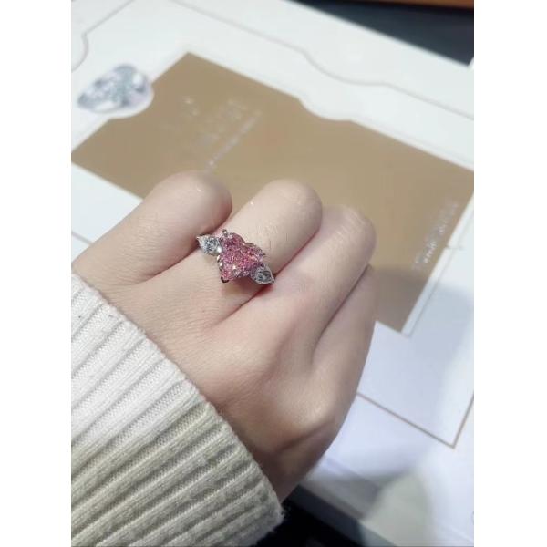 4.19CT Heart Brilliant Cut Lab Grown Diamond Wedding Rings