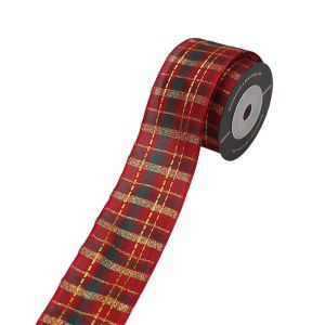 Metallic Wired Edge Ribbon Latticed Sequin Ribbon Merry Christmas 2 1/2 Inch For