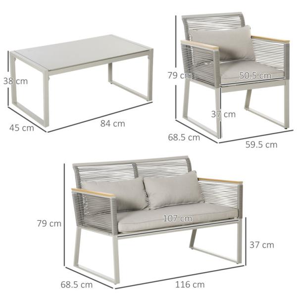 AJUNION Garden Set with Handwoven PE Rattan and Aluminum Frame W59.5 x D68.5 x H79cm