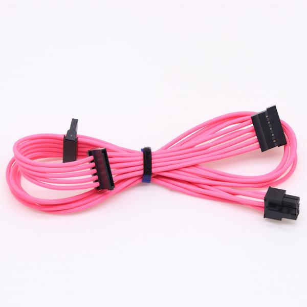 Modular Cable for Power Supply Bright Braided Power Supply Modular Cable Kits 24 Pin 8Pin 6Pin Length 630mm Gold Pink