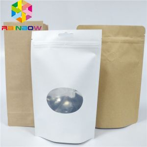 Custom Logo White Paper Bags With Zipper Brown Kraft Paper Bags For Food