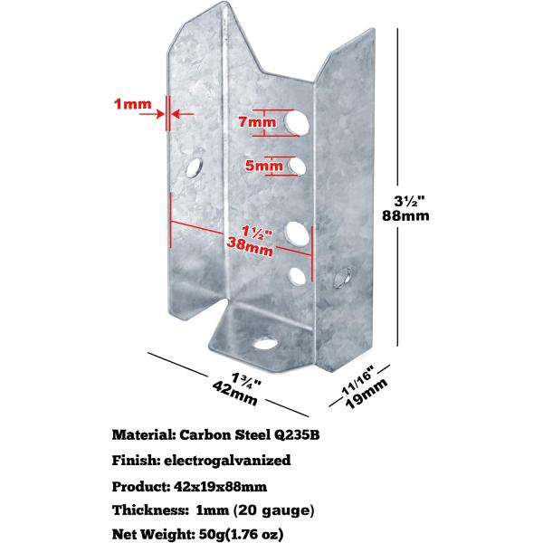 Galvanized Steel 2x4 Brackets for Wood Rail Heavy Duty MULTI Fence Bracket Repair Kit