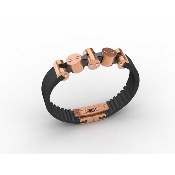 Top Quality Europe Fashion Stainless Steel Genuine Leather Silicone Bangle