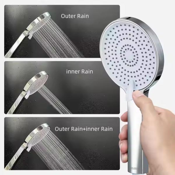 Round Shape Handheld High Pressure Bathroom Hand Held Shower Head With Easy To Clean Silicone Jets
