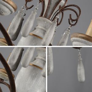 Antique Rustic wood and iron chandelier (WH-CI-29)