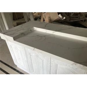 Modern House Prefab Kitchen Countertops Calacatta White Quartz Bar Top