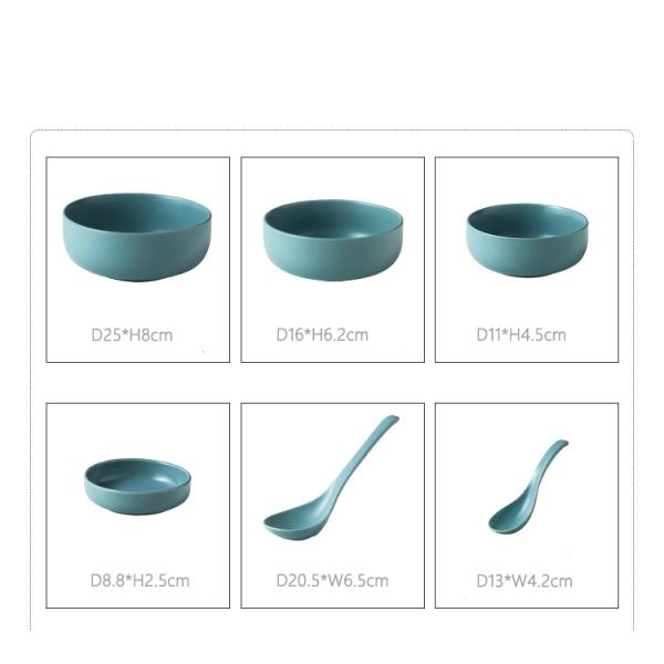 Savall White Blue Ceramic Dinner Set Round Oval Porcelain Table Set