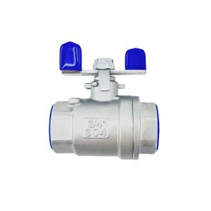 SS304 316 Stainless Steel NPT Bsp Thread Two Piece Ball Valve with Butterfly