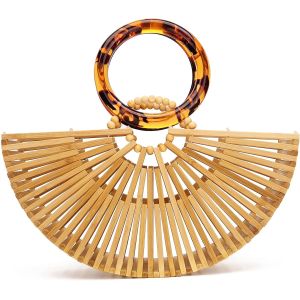 Miuco Womens Bamboo Handbags Handmade Purses Tote Bag