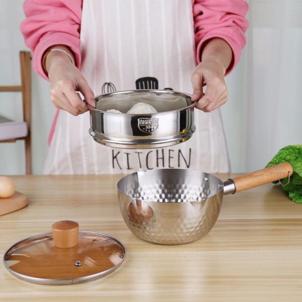 Multi cooking steam pot 2 tiers stainless steel 304 milk pot with steamer