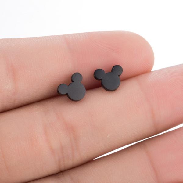 New Fashion Cute Mickey Earrings Black Children Kids Jewelry Cartoon Mouse Animal Stud Earrings