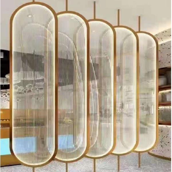 Modern interior decoration metal glass room divider wall panel