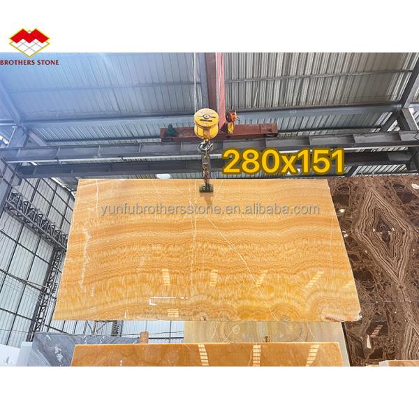 Thickness Tolerance /- 1mm Antique Book Match Yellow Onyx Marble for Lavabo Component