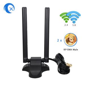 Quality Dual Band 2.4GHz 5GHz RP-SMA WiFi Antennae With 6.5 Feet Extension Cable For PC Desktop Computer Wireless Bluetooth for sale