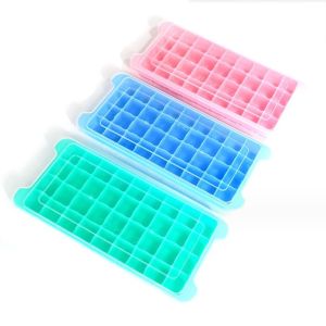 Food Grade 24 36 Square Ice Cube Silicone Mold with Plastic Type PP and PP Cover